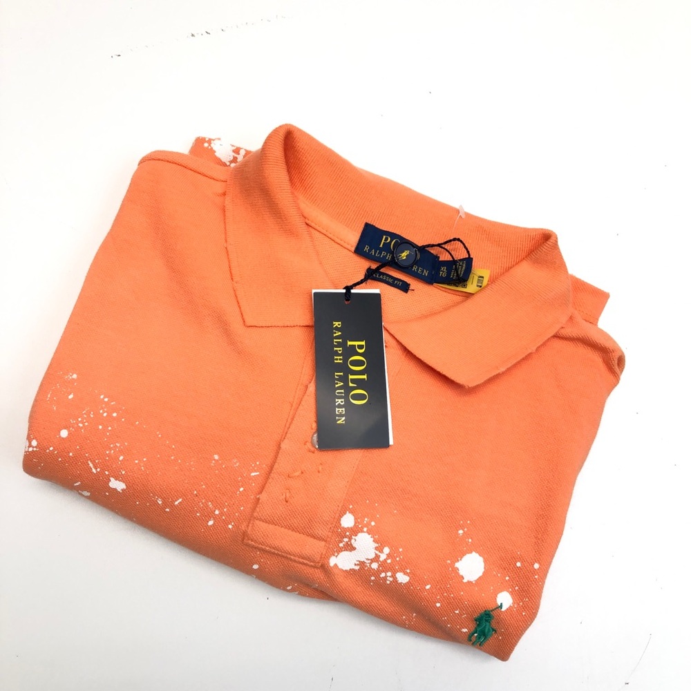 Polo Ralph Lauren Distressed Repaired Orange shirt - Picture 2 of 8